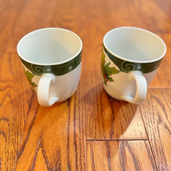 Four Fitz And Floyd Holly Hat Snowman Christmas Coffee Mugs Tea Cups Set of 4 - Picture 10 of 16